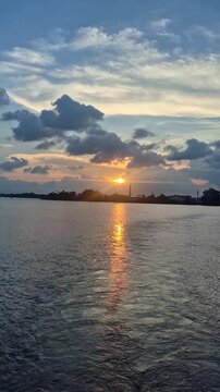 A beautiful view of river Ganges during the Sunset.