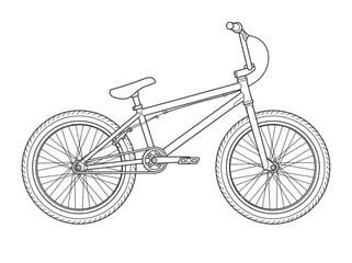 Fototapeta premium Detailed line art drawing of a BMX bicycle, perfect for coloring or design projects.