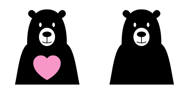 Logo con dibujo sencillo de la cabeza de un simp&aacute;tico oso negro con coraz&oacute;n y sin coraz&oacute;n 