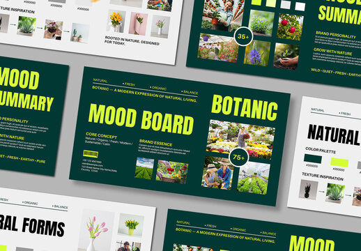 Botanic Mood Board Template Layout