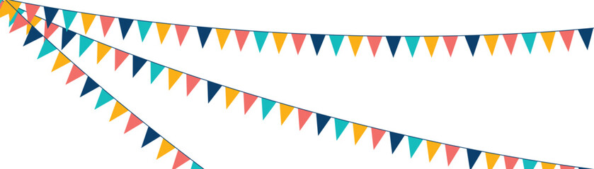 Obraz premium Colorful party bunting flags hanging on strings