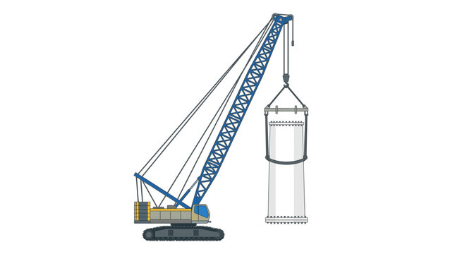 Mobile Crane Lifting Large Container Isolated Transparent Background