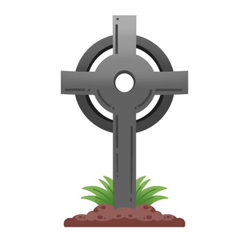 Celtic Cross Tombstone Vector Illustration