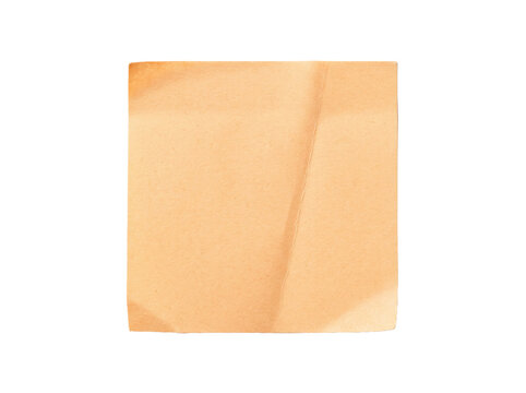 Old vintage square paper note isolated on transparent background cutout clipping path png file