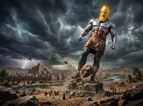 Daniel's prophecy of King Nebuchadnezzar's crumbling dream statue