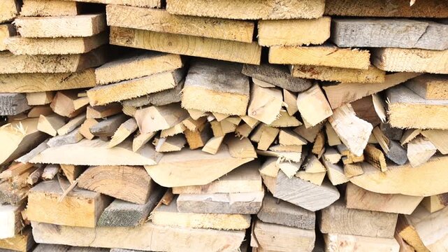 Stack of firewood in a storage area