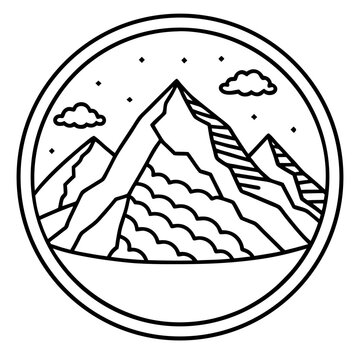 Mount Olympus line art vector