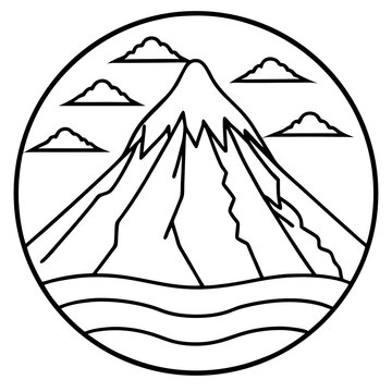 Mount Olympus line art vector