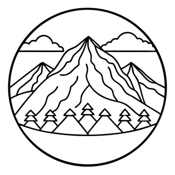 Mount Olympus line art vector