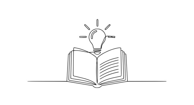 Open Book With Lightbulb Illustration, Concept of Ideas and Knowledge, Isolated