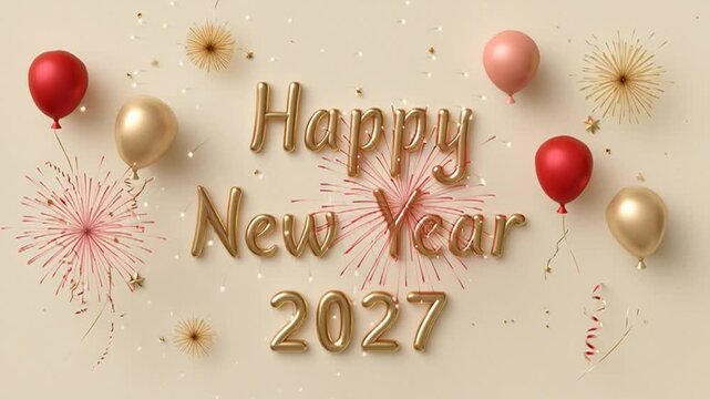 Elegant greeting card featuring the message &ldquo;Happy New Year 2027&rdquo; on a clean  background, with a festive celebration concept, holiday design, and countdown theme for welcoming the upcoming year.