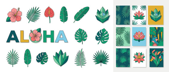 Tropical Aloha Collection: Flowers, Leaves, and Patterns © nazla
