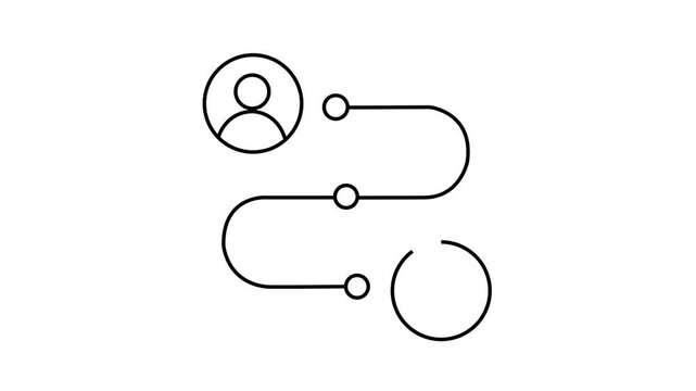 Minimalist user journey flowchart animation with checkmark success line process for ui ux and business workflow concepts