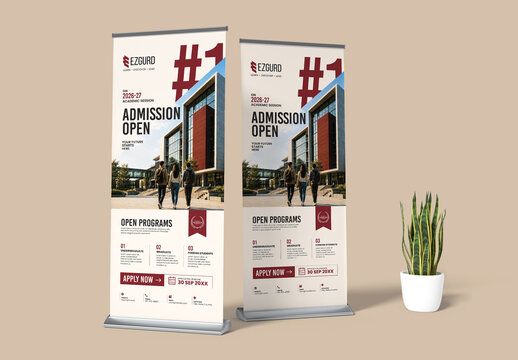 University Admission Roll Up Banner Design Template