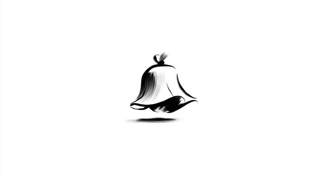 Christmas Bell Illustration. A minimalist ink brush drawing of a festive bell with a tassel, evoking holiday cheer and celebration