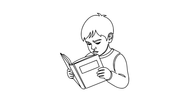 Child Reading Book Isolated