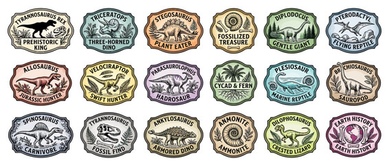 Vintage Dinosaur Collection Badges © ifanti