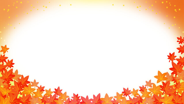 秋の紅葉と金箔のグラデーションフレーム