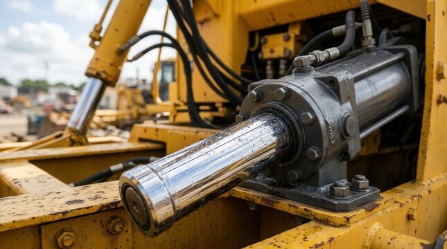 Industrial pneumatic hydraulic piston for machinery technology featuring chrome plated cylinder shafts.
