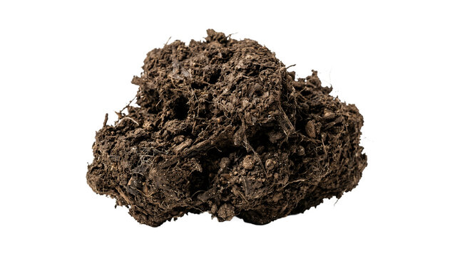 Rich fertile soil pile isolated on white background.