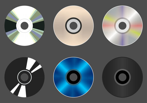 Set of realistic compact discs vector illustration.