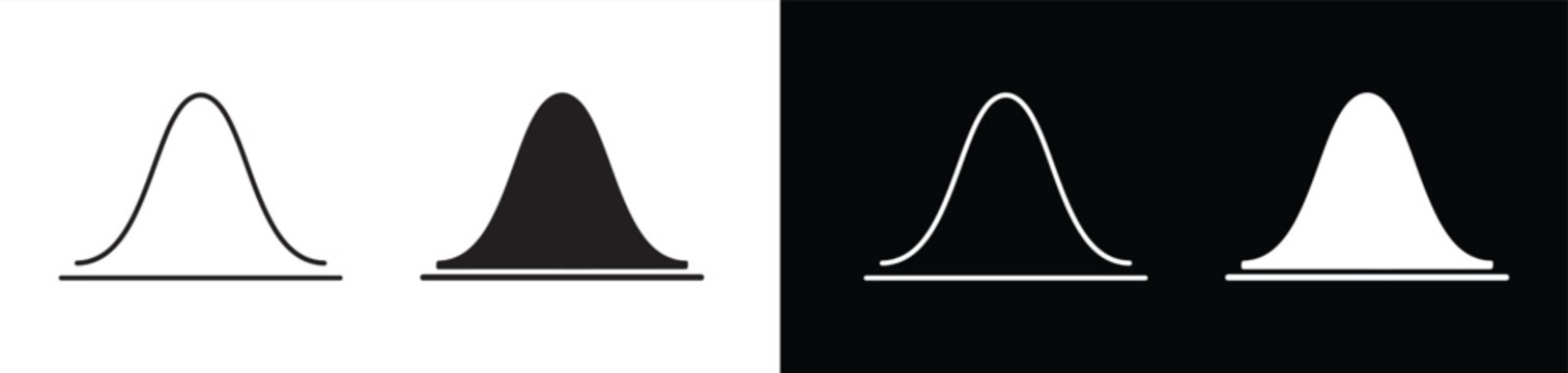 bell curve graphs showing probability distribution variations with different fill styles and backgrounds