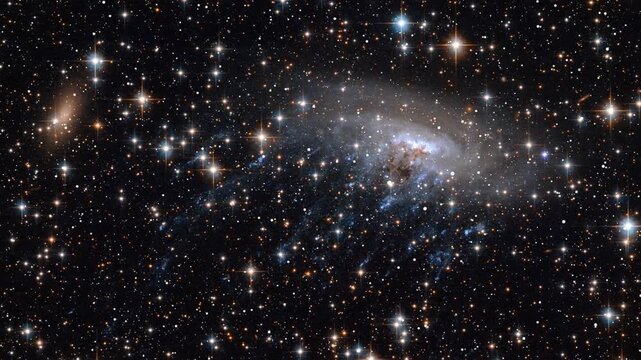 Starry night sky against background outer space. Night starry sky. Travelling along Milky Way to distant Galaxy and constellations. Intergalactic travel. cosmic nebula universe. exploration Astronomy