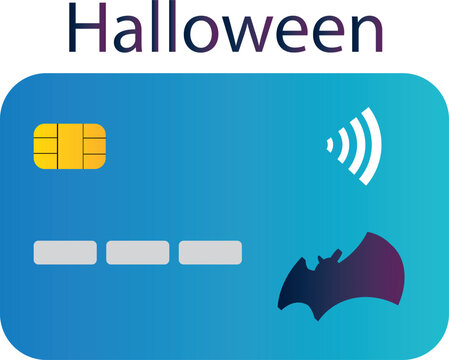 Cyan credit card featuring a bat silhouette