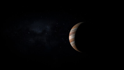Jupiter in Deep Space with Dramatic Shadows and Cinematic Lighting 3D Illustration © Cinefootage Visuals