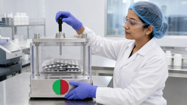 Quality analyst performs a non destructive pressure test on plain