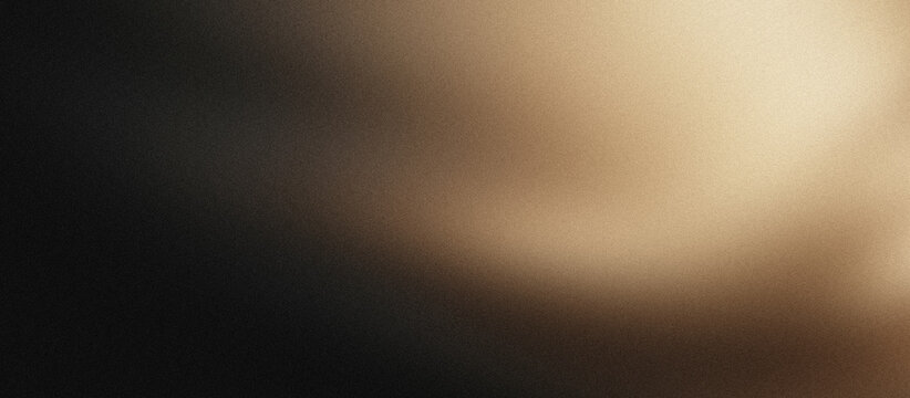 Abstract gradient background panoramic dark style with side glowing champagne, warm gold and bronze light beam and grainy texture