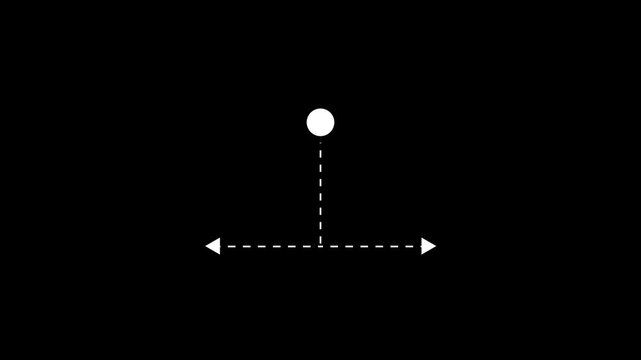 Directional arrow animation with moving horizontal and vertical dotted lines.Video animation white icon contour arrows pointing left and right sides.Dimension measurement arrow graphic animation.