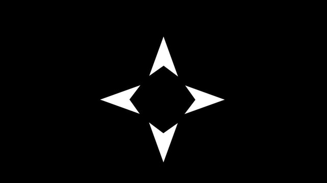 Four directional arrows spreading outward with fading opacity animation.Increasing and decreasing screen.Linear icon animation of arrows away from center.