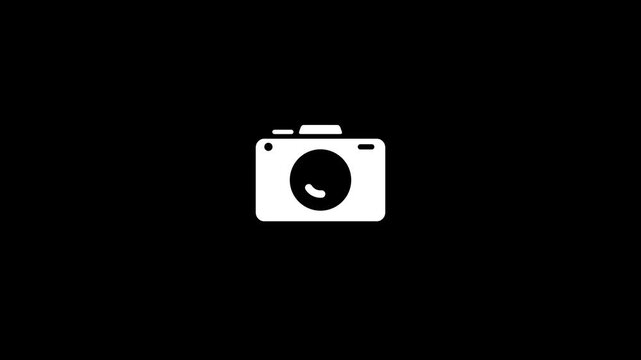 Photo camera technology icon, DSLR photo camera icon animation video concept.Animated photo camera concept.Animated camera icon with flash motion on alpha channel.