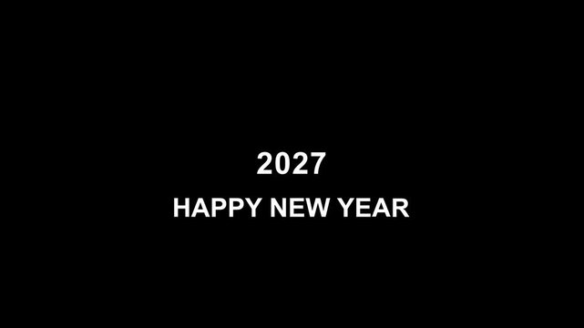 Analog counter counting up from 2010 to 2027 background. Time-lapse speed. Happy new year eve number counter. Colorful confetti particles falling on black screen for celebration overly party.