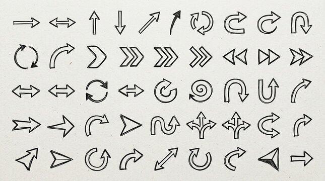 Hand-Drawn Arrow Icons Set - Vector Graphics for Direction and Navigation