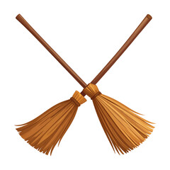 Fototapeta premium Crossed Brooms for Halloween or Magic Theme