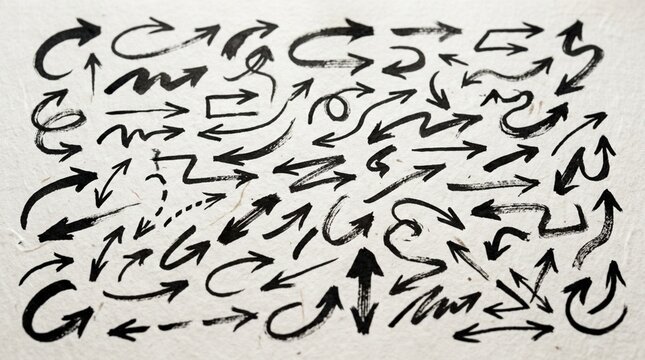 Hand Drawn Arrow Collection: Grunge & Sketch Style on Textured Paper