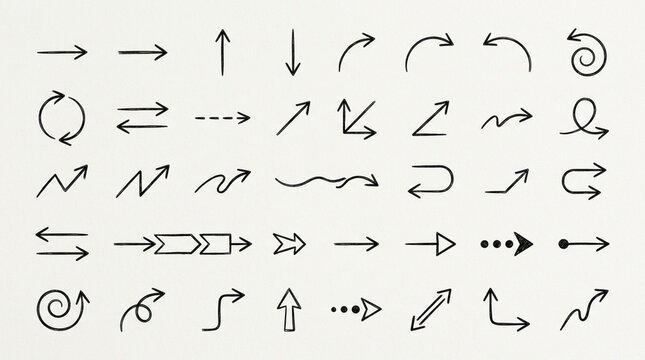 Hand Drawn Arrow Collection: Icons, Symbols, Navigation, Direction, Doodle Style
