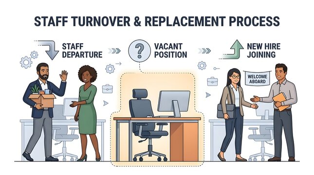 Staff Turnover and Replacement Process Infographic Vector Illustration