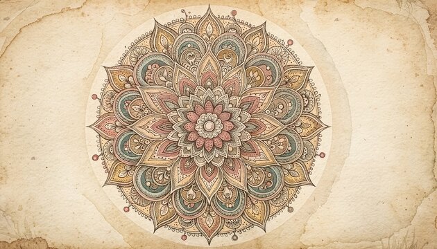 Traditional Nepal floral mandala background