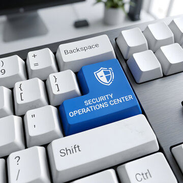 Security Operations Center Key on Modern Keyboard Cyber Protection