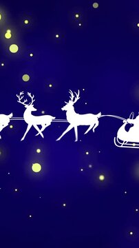 Animation of santa in sleigh over yellow spots