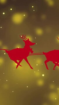 Animation of santa in sleigh over yellow spots