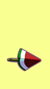 Seamless funny vertical video of sketch watermelon ice cream isolated with copy space.Zine culture video loop. summer concept background.