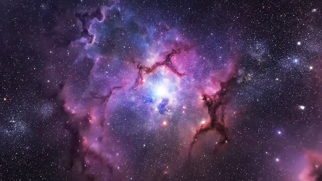 Colorful Cosmic Nebula with Glowing Stars and Deep Space Galaxy Background
