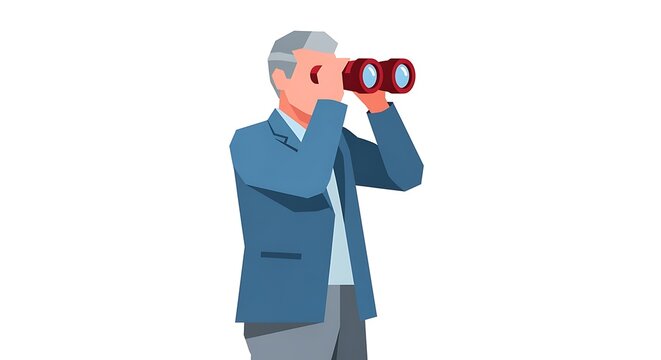 Visionary Business Leader Looking Through Binoculars for Future Opportunities