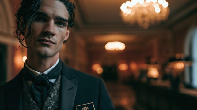 elegant concierge in a luxury hotel lobby
