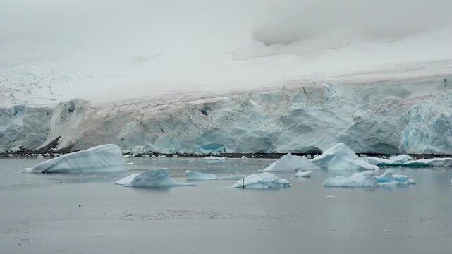 Massive Glacier and Icebergs in the Gerlache Strait, Antarctica
