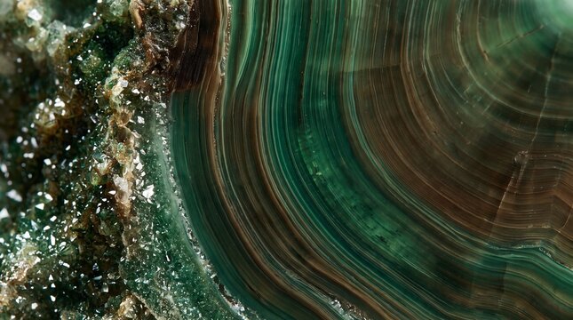 Close-Up of Polished Green Agate Mineral Texture